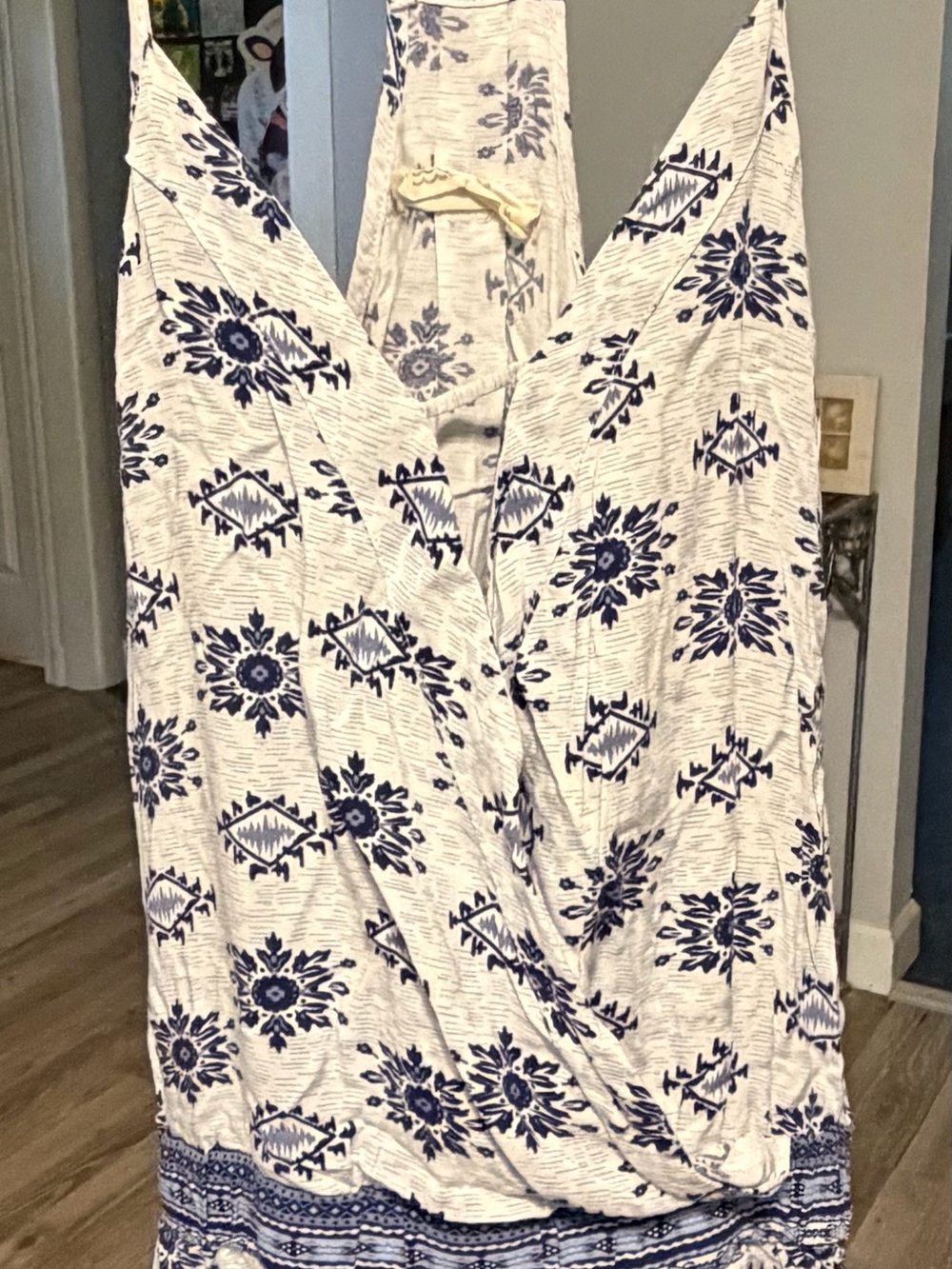 Ocean Drive White Romper with Navy Floral Print